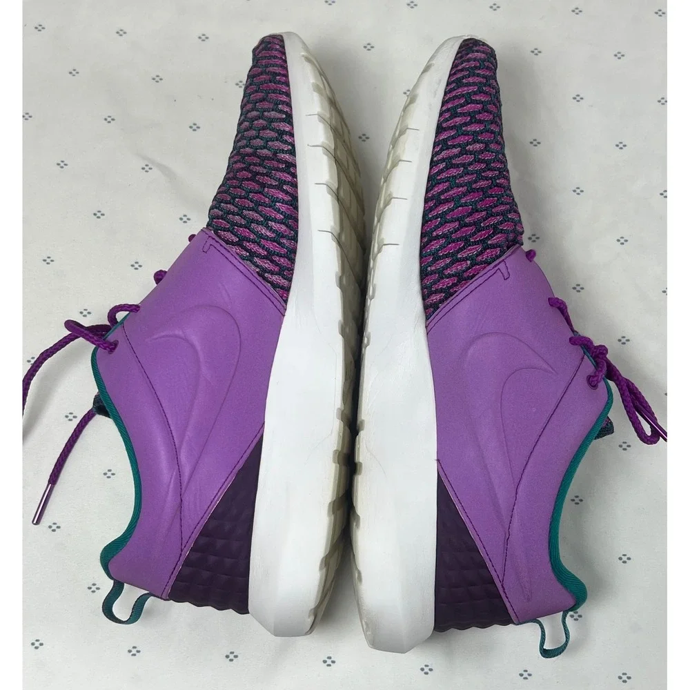 Nike Roshe Run NM Flyknit Mens 12 Fuchsia Flash Anthracite Purple 746825-500